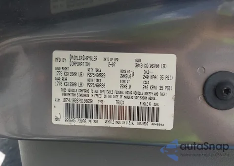 2007 Dodge Ram 1500 Slt/Trx4 Off Road/Sport z USA, uszkodzony, nr VIN 1D7HU18267S180690